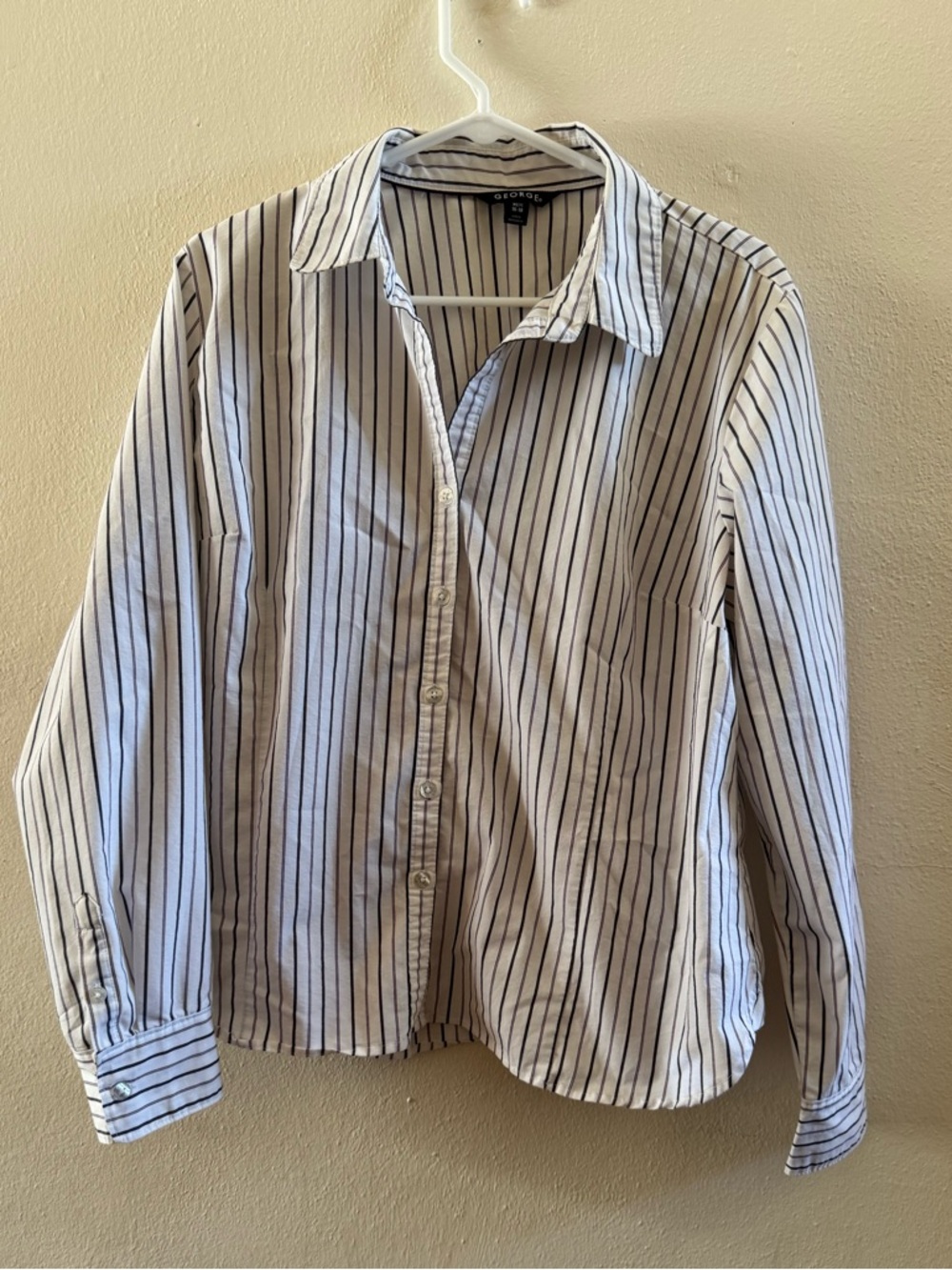 George Women's Striped Button-Up Shirt Size 16/18 XL Office Professional